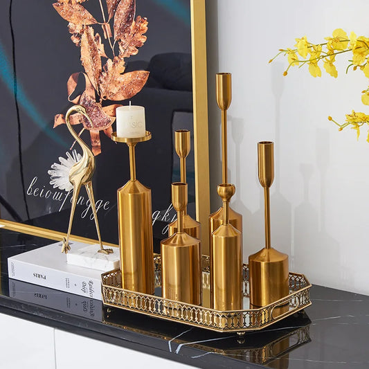 Alloy Candle Holder Nice Geometric Shape Candle Art Decor Candle Seats